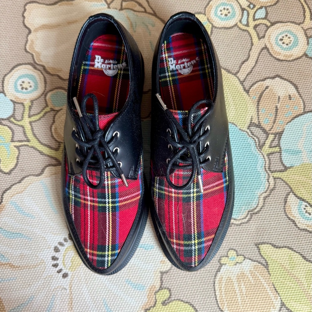 Dr. Martens WILLIS BLACK+RED STEWART SMOOTH+TARTAN OXFORD